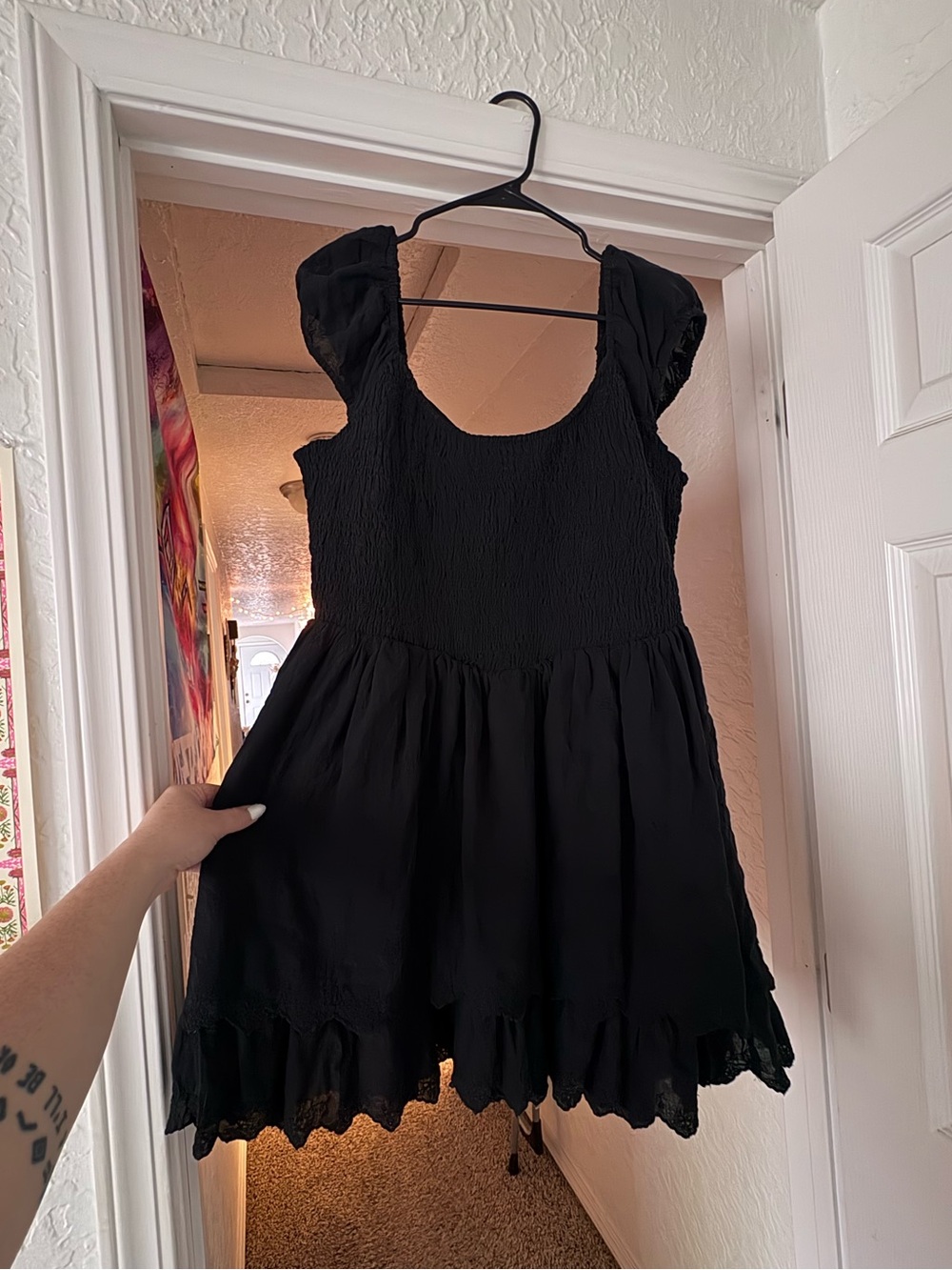 American Eagle Outfitters Black Smocked
Dress